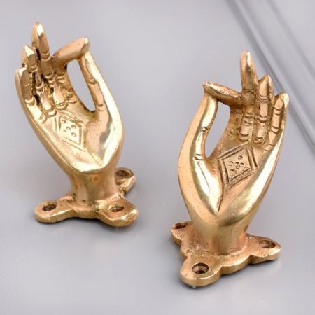 Handmade Mudra Brass Drawer Handle in Golden Finish